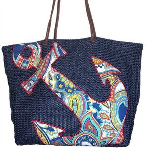 Vera Bradley Marina Paisley Straw Tote